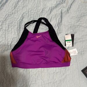 Nike Purple and Black Halter Sports Bra
